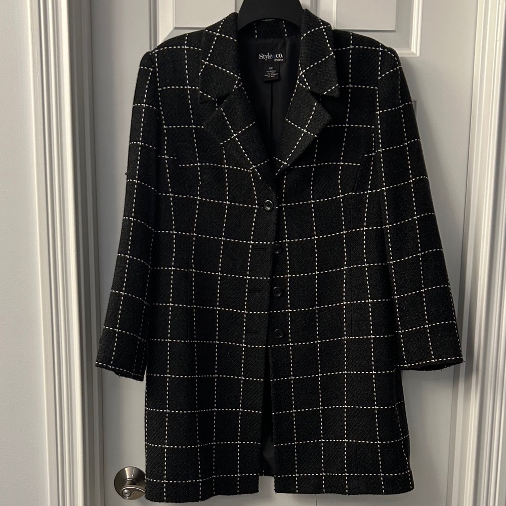 Style & Co. Women's Black Grid Blazer